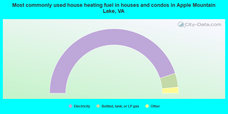 Most commonly used house heating fuel in houses and condos in Apple Mountain Lake, VA