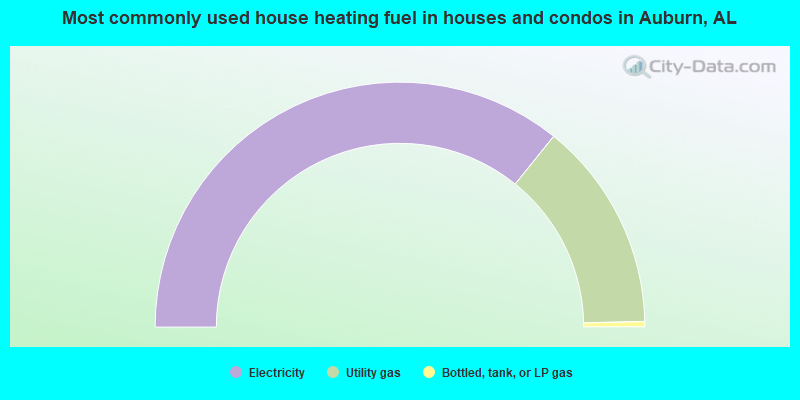 Most commonly used house heating fuel in houses and condos in Auburn, AL