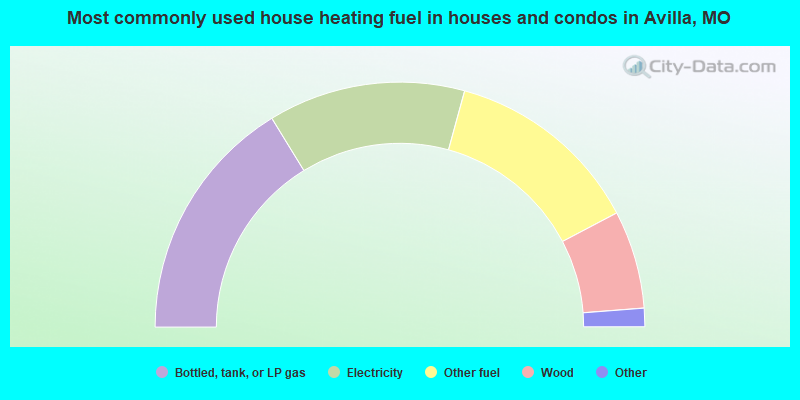Most commonly used house heating fuel in houses and condos in Avilla, MO
