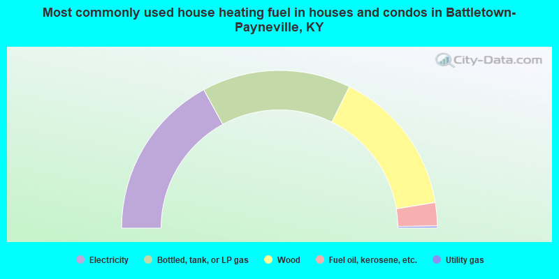 Most commonly used house heating fuel in houses and condos in Battletown-Payneville, KY