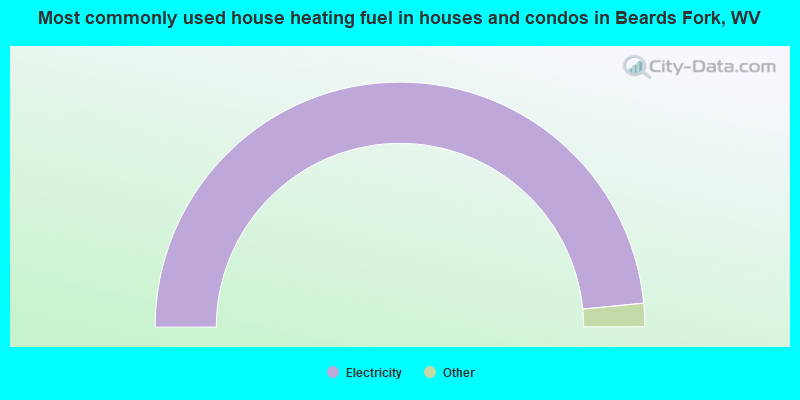 Most commonly used house heating fuel in houses and condos in Beards Fork, WV