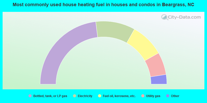 Most commonly used house heating fuel in houses and condos in Beargrass, NC