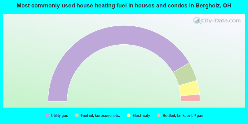 Most commonly used house heating fuel in houses and condos in Bergholz, OH