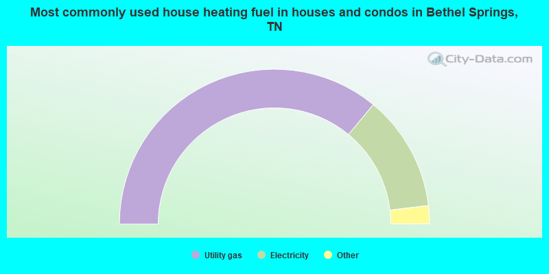 Most commonly used house heating fuel in houses and condos in Bethel Springs, TN