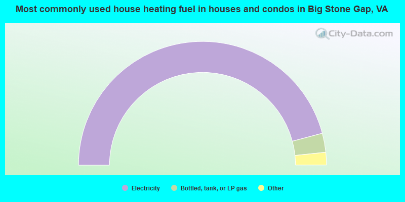 Most commonly used house heating fuel in houses and condos in Big Stone Gap, VA