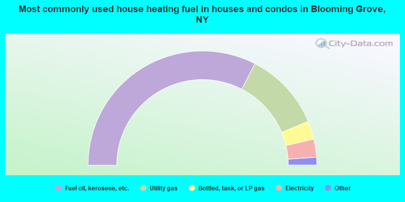 Most commonly used house heating fuel in houses and condos in Blooming Grove, NY