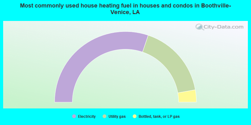 Most commonly used house heating fuel in houses and condos in Boothville-Venice, LA