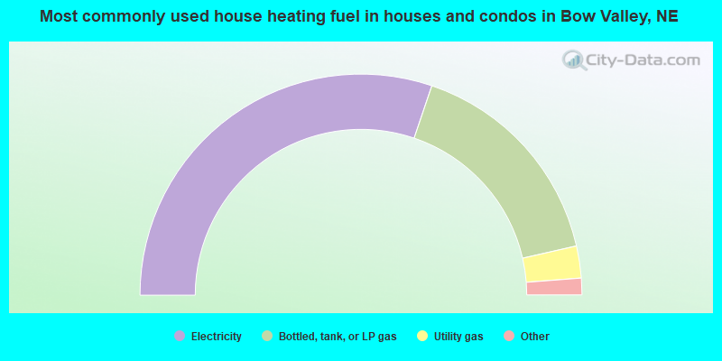 Most commonly used house heating fuel in houses and condos in Bow Valley, NE