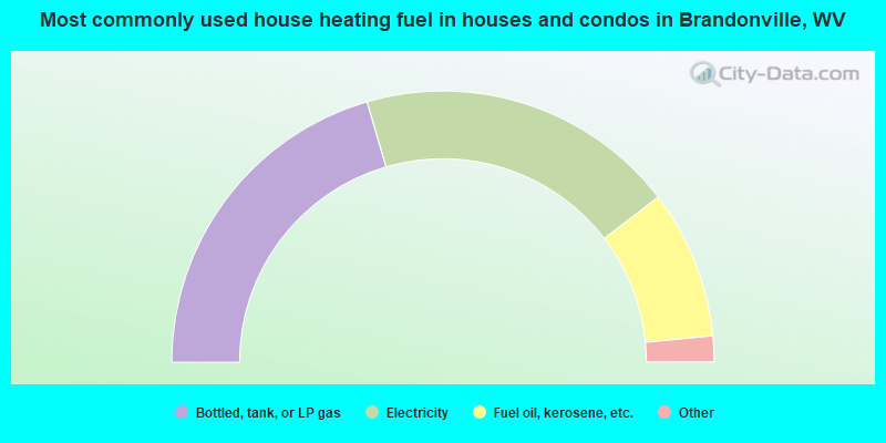 Most commonly used house heating fuel in houses and condos in Brandonville, WV