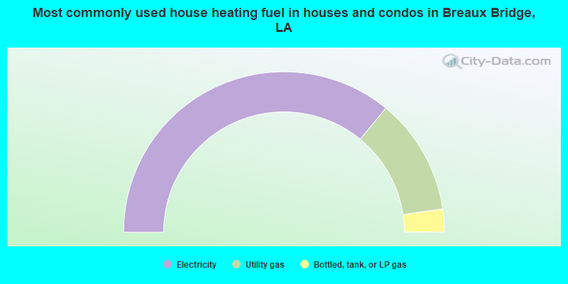 Most commonly used house heating fuel in houses and condos in Breaux Bridge, LA