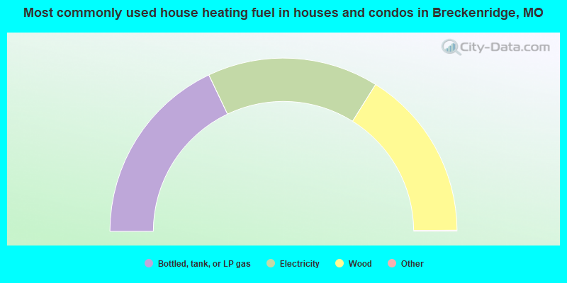 Most commonly used house heating fuel in houses and condos in Breckenridge, MO