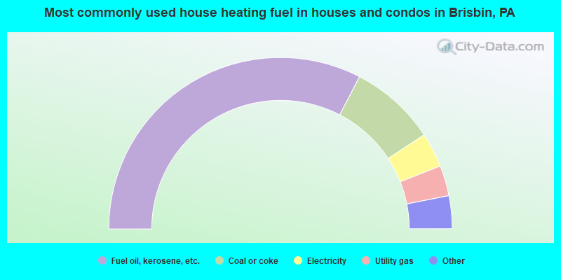 Most commonly used house heating fuel in houses and condos in Brisbin, PA