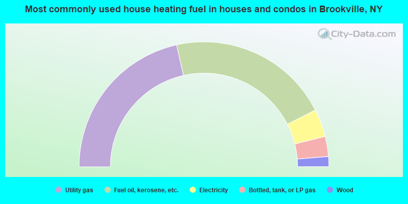 Most commonly used house heating fuel in houses and condos in Brookville, NY