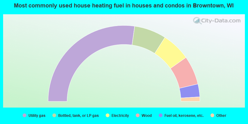 Most commonly used house heating fuel in houses and condos in Browntown, WI