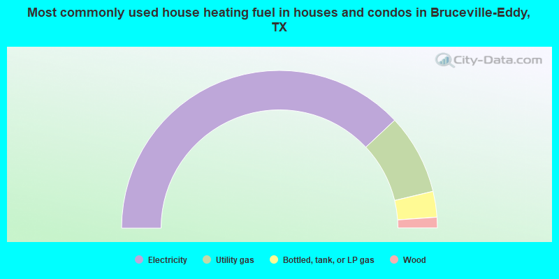 Most commonly used house heating fuel in houses and condos in Bruceville-Eddy, TX
