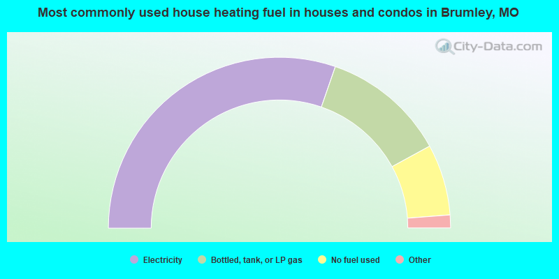 Most commonly used house heating fuel in houses and condos in Brumley, MO