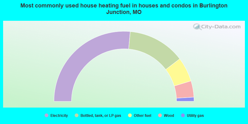 Most commonly used house heating fuel in houses and condos in Burlington Junction, MO