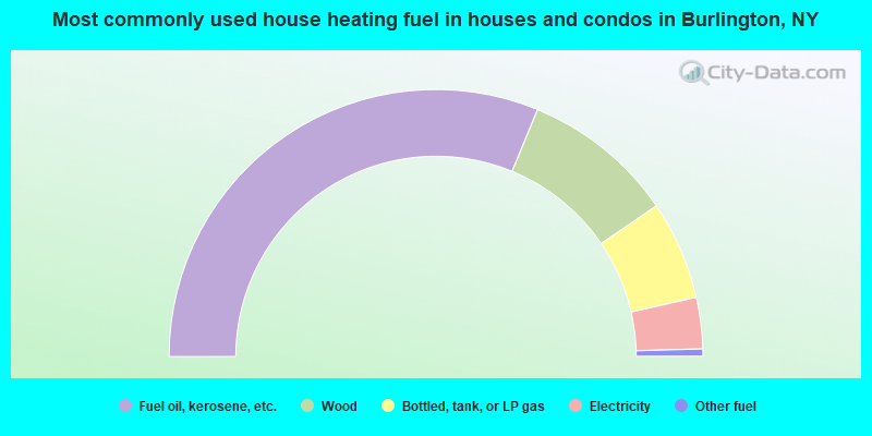 Most commonly used house heating fuel in houses and condos in Burlington, NY