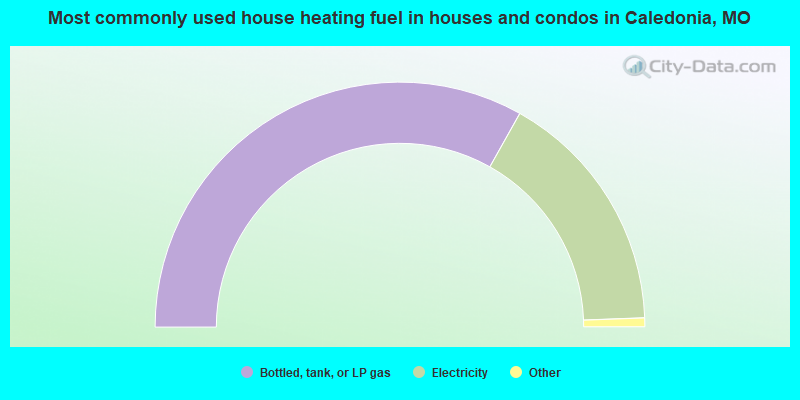 Most commonly used house heating fuel in houses and condos in Caledonia, MO