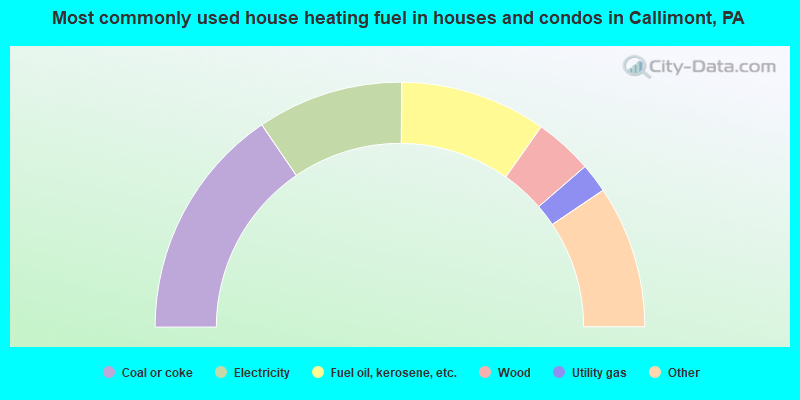 Most commonly used house heating fuel in houses and condos in Callimont, PA