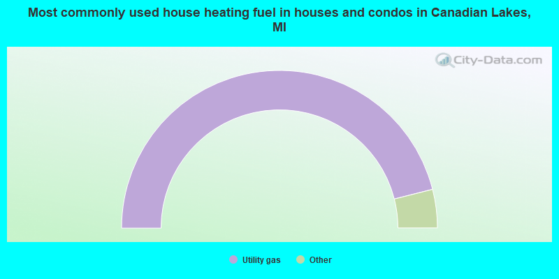 Most commonly used house heating fuel in houses and condos in Canadian Lakes, MI
