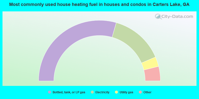 Most commonly used house heating fuel in houses and condos in Carters Lake, GA