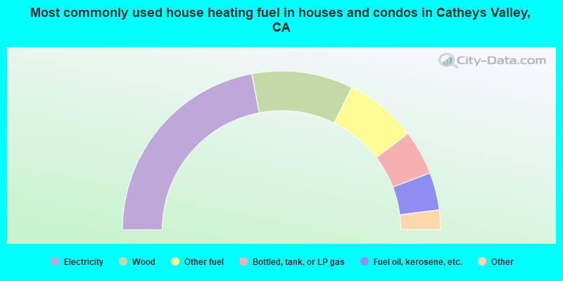 Most commonly used house heating fuel in houses and condos in Catheys Valley, CA