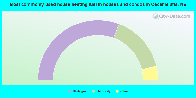 Most commonly used house heating fuel in houses and condos in Cedar Bluffs, NE