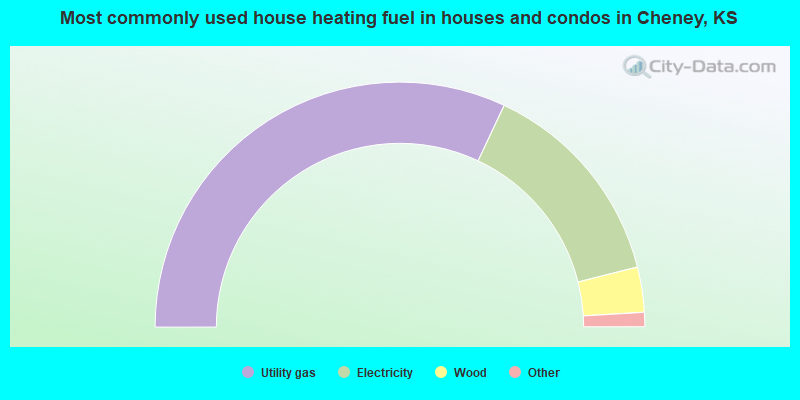 Most commonly used house heating fuel in houses and condos in Cheney, KS