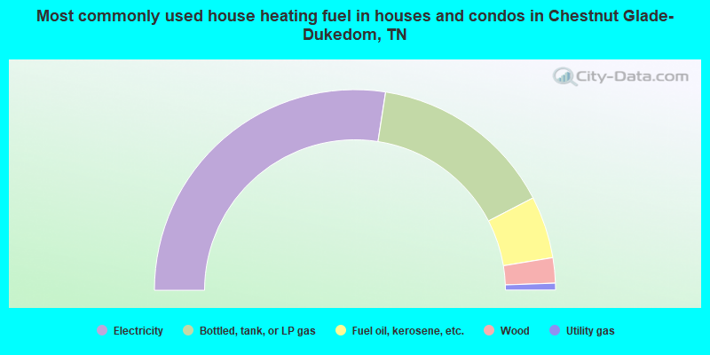 Most commonly used house heating fuel in houses and condos in Chestnut Glade-Dukedom, TN