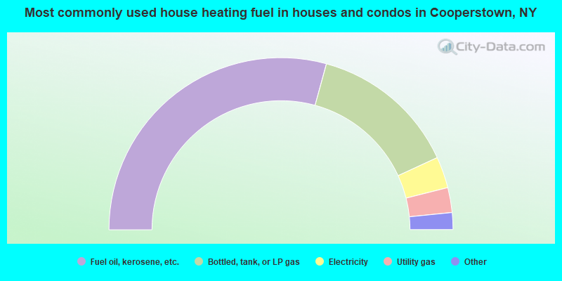 Most commonly used house heating fuel in houses and condos in Cooperstown, NY