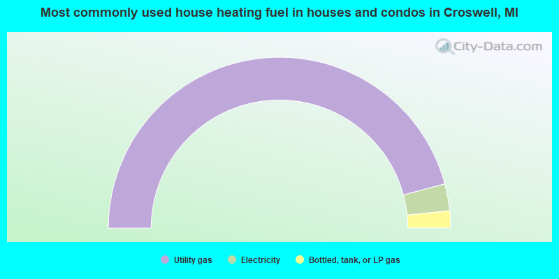 Most commonly used house heating fuel in houses and condos in Croswell, MI