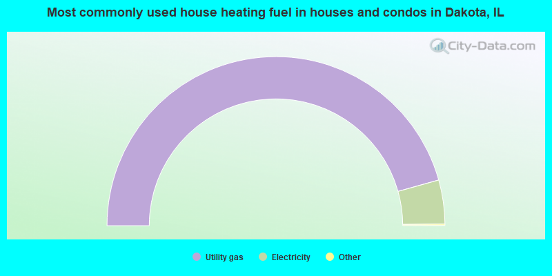 Most commonly used house heating fuel in houses and condos in Dakota, IL