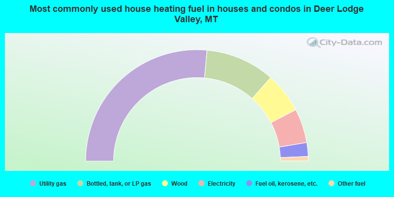Most commonly used house heating fuel in houses and condos in Deer Lodge Valley, MT