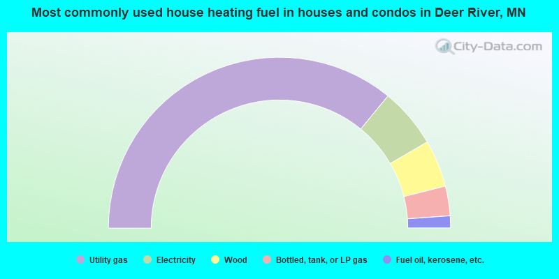 Most commonly used house heating fuel in houses and condos in Deer River, MN