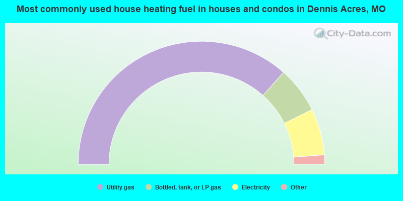 Most commonly used house heating fuel in houses and condos in Dennis Acres, MO