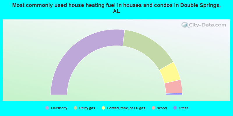 Most commonly used house heating fuel in houses and condos in Double Springs, AL