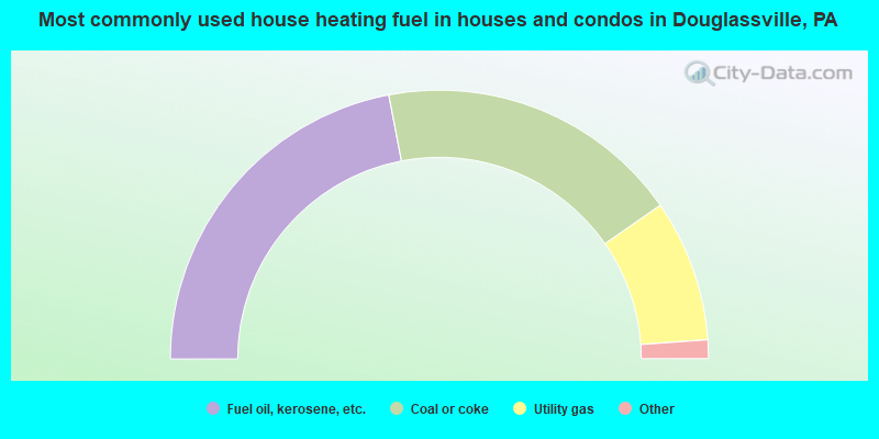 Most commonly used house heating fuel in houses and condos in Douglassville, PA