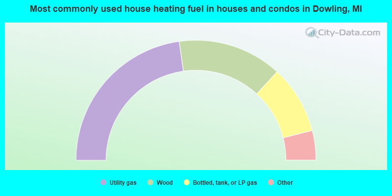 Most commonly used house heating fuel in houses and condos in Dowling, MI