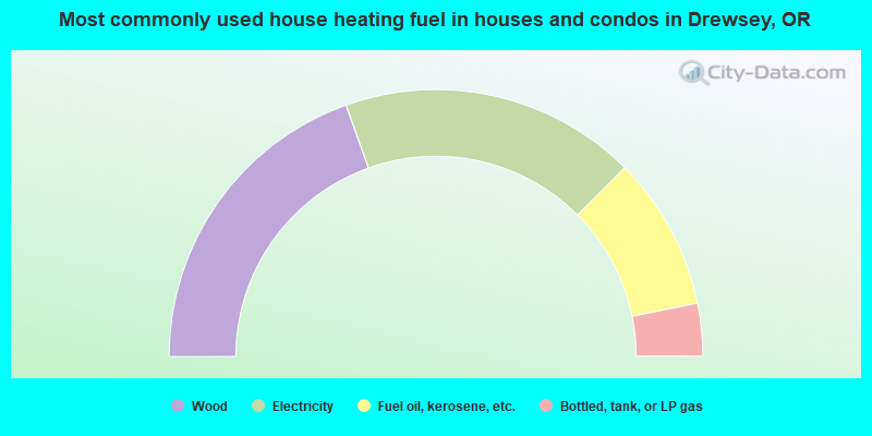 Most commonly used house heating fuel in houses and condos in Drewsey, OR