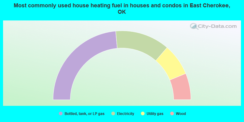 Most commonly used house heating fuel in houses and condos in East Cherokee, OK