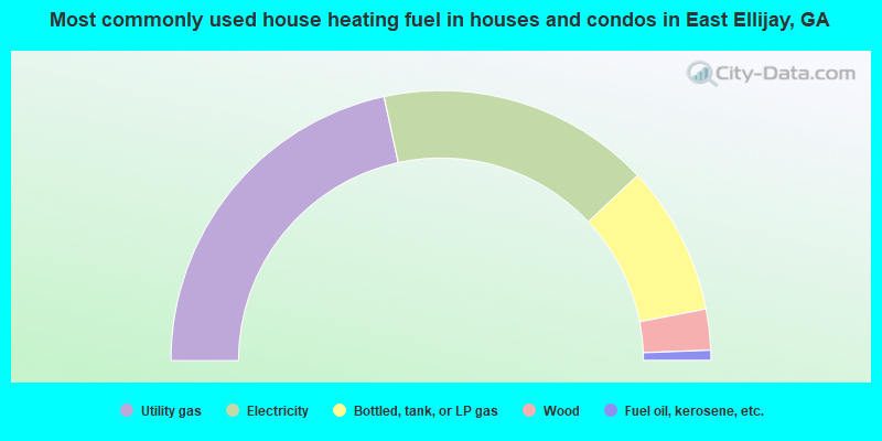Most commonly used house heating fuel in houses and condos in East Ellijay, GA
