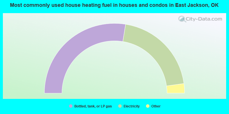Most commonly used house heating fuel in houses and condos in East Jackson, OK