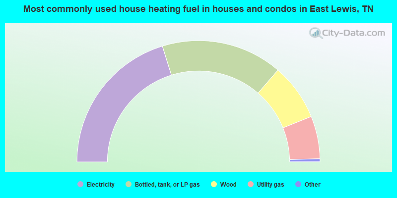 Most commonly used house heating fuel in houses and condos in East Lewis, TN