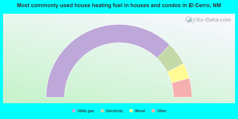 Most commonly used house heating fuel in houses and condos in El Cerro, NM