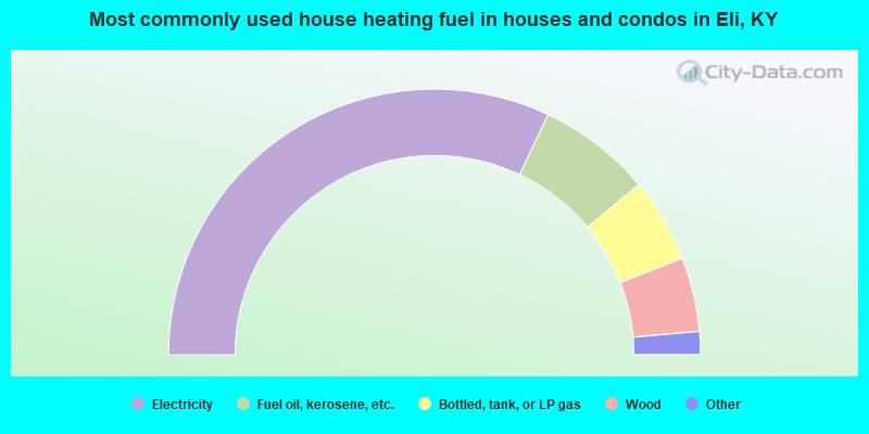 Most commonly used house heating fuel in houses and condos in Eli, KY