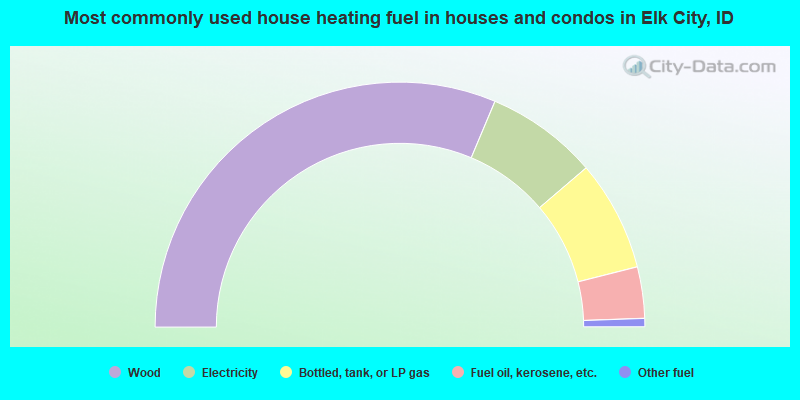 Most commonly used house heating fuel in houses and condos in Elk City, ID