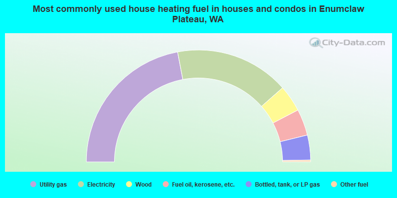 Most commonly used house heating fuel in houses and condos in Enumclaw Plateau, WA
