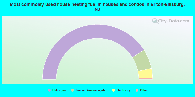 Most commonly used house heating fuel in houses and condos in Erlton-Ellisburg, NJ