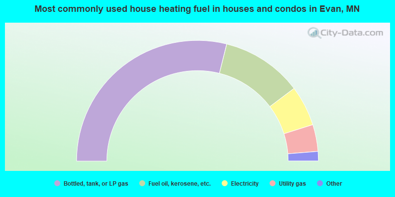 Most commonly used house heating fuel in houses and condos in Evan, MN